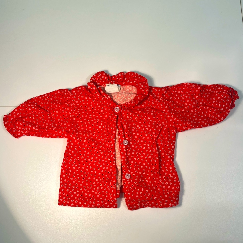 Vintage Mini Togs 0-14lbs Button-up Red Floral Shirt